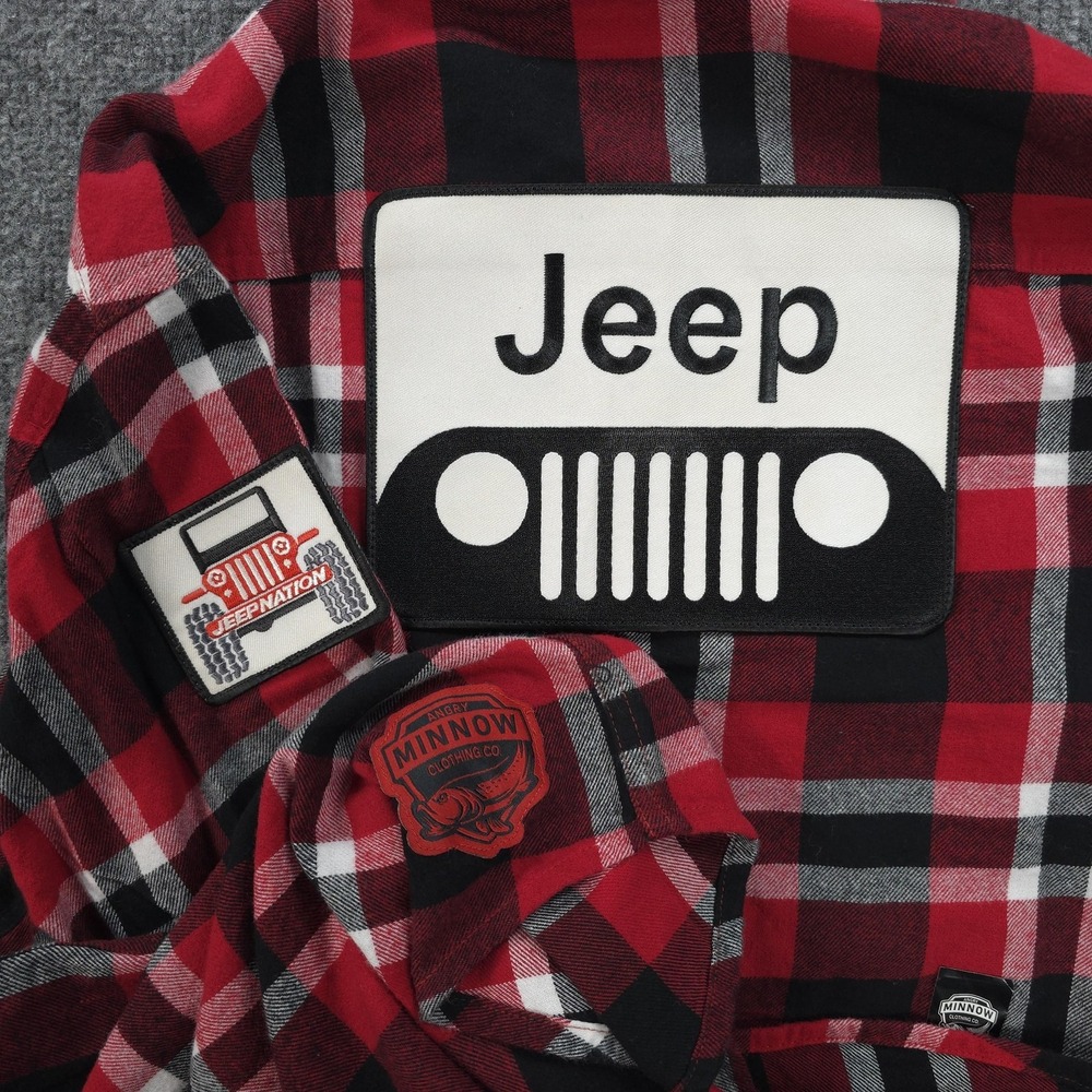 Angry Minnow Shirt Mens XL Red Plaid Jeep Nation Flannel Outdoor Casual Camp NEW